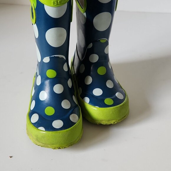 BOGS | Polka Dots Rain Boots Navy Green Sz 7 - Picture 2 of 4